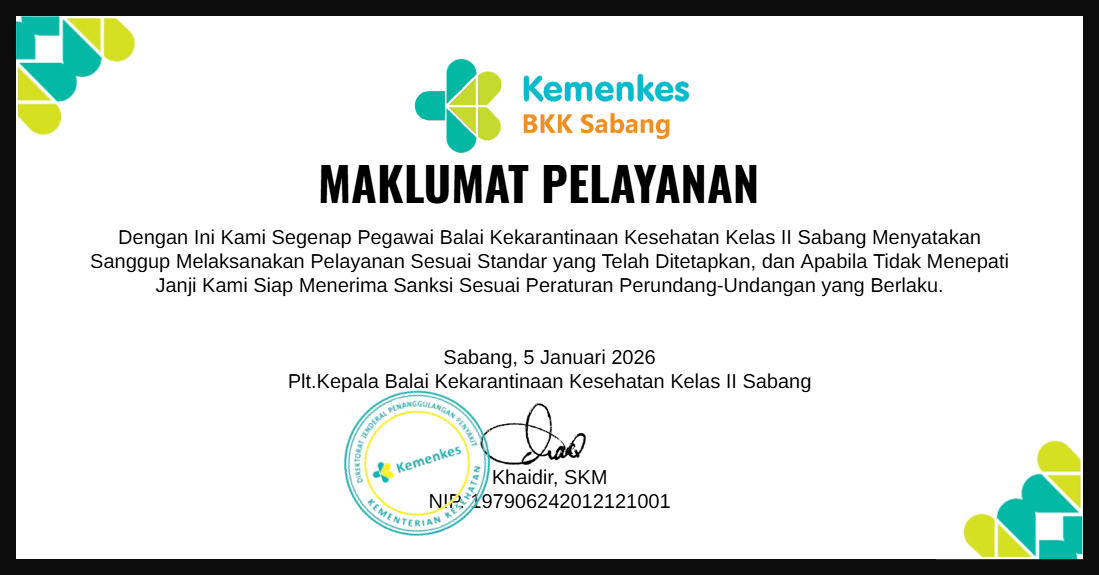 Maklumat Pelayanan BKK Sabang